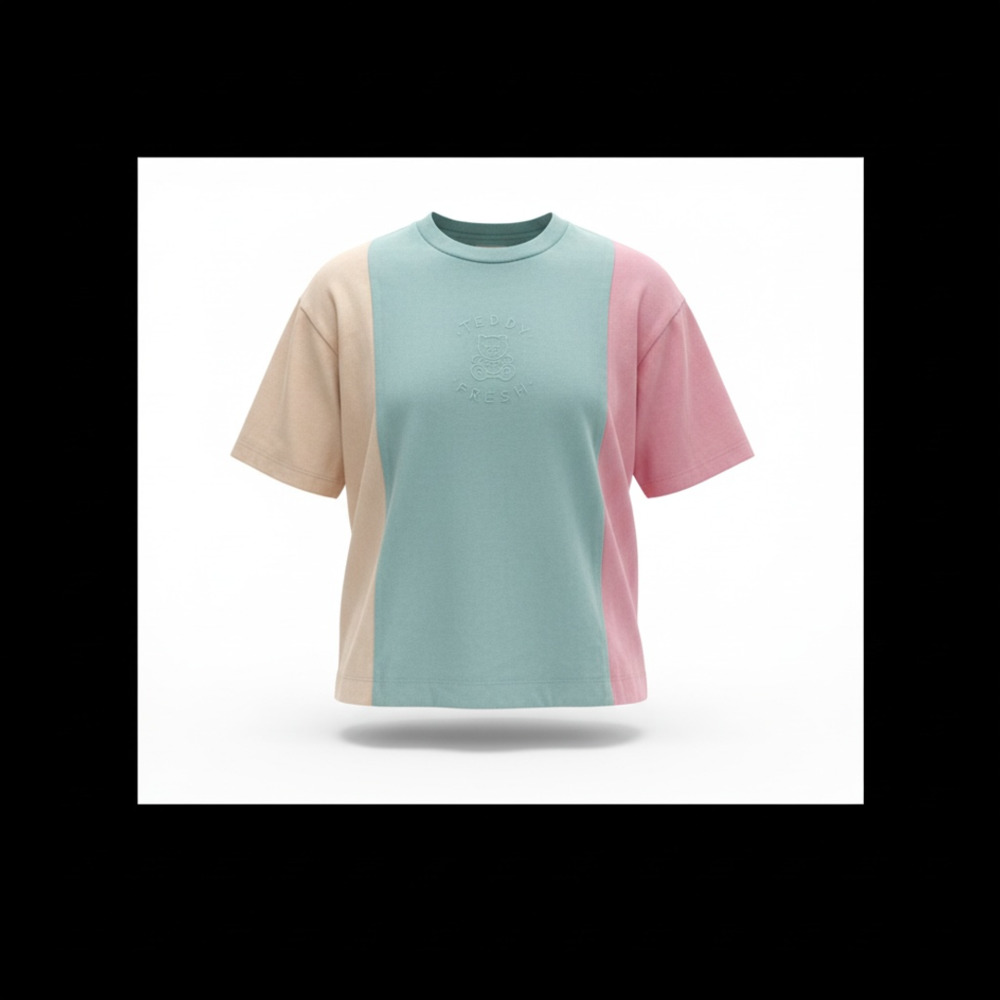 Teddy Fresh Color Block T Shirt Size XS Pastel Multi